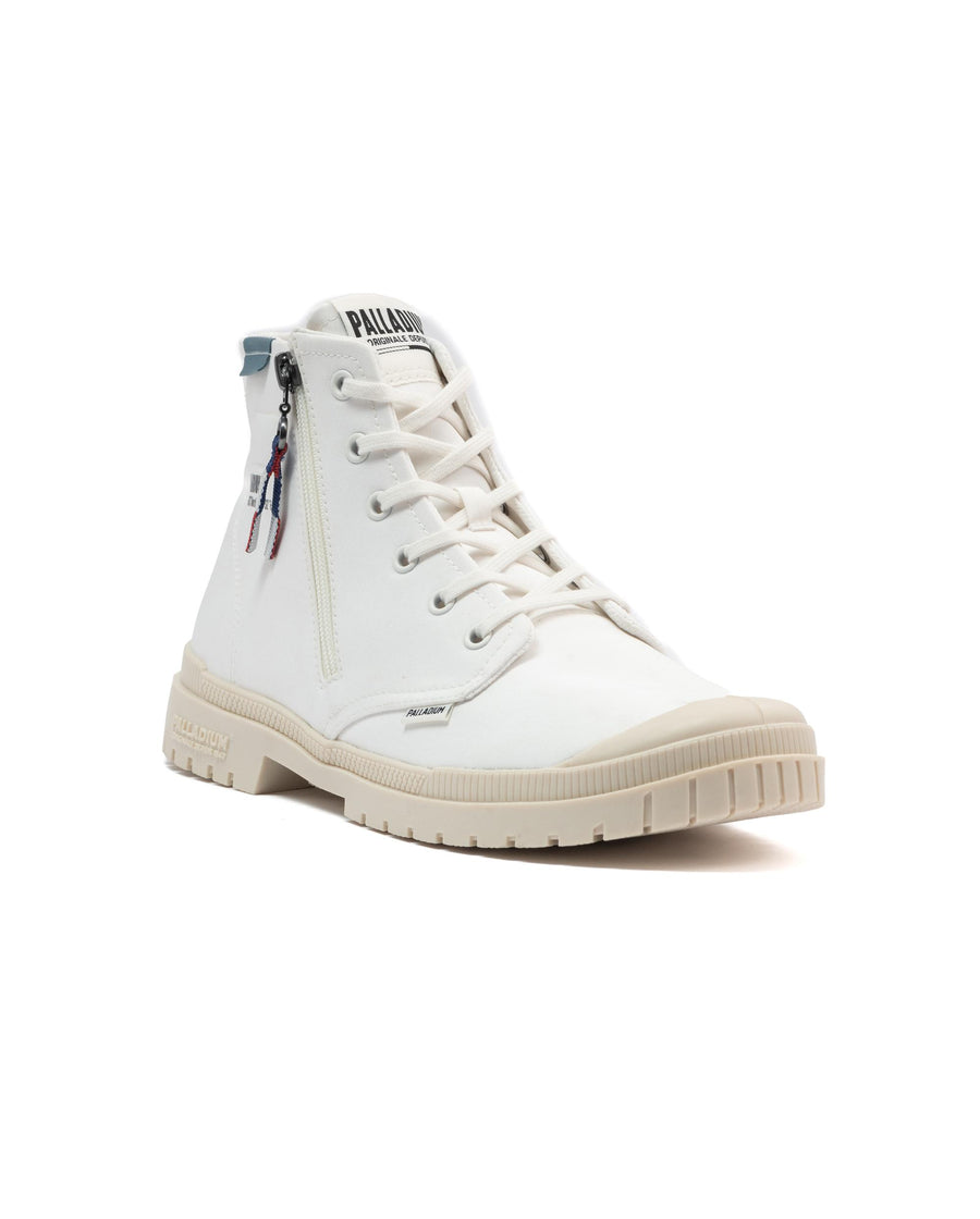 74407-186-M | UNISEX SP20 HI TECH OUTZIP HIGH-TOP SHOES SNEAKERS | STAR WHT/ALMND MLK
